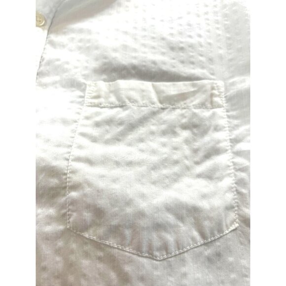 Marc Anthony Womens Top Button-Up Long Sleeves Roll-Up Cuff  White Textured Smal - Picture 3 of 9